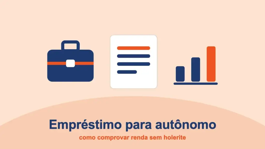 Maleta, documento e gráfico de barras: empréstimo para autônomo sem comprovar renda com holerite