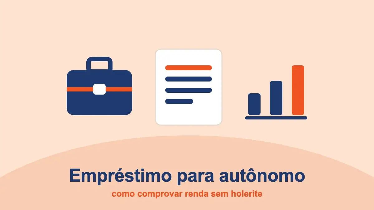 Maleta, documento e gráfico de barras: empréstimo para autônomo sem comprovar renda com holerite